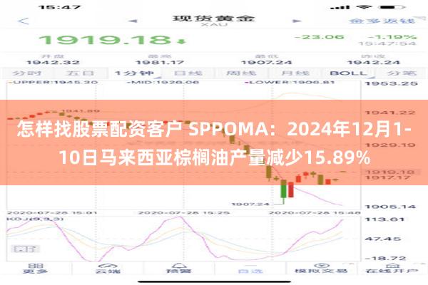 怎样找股票配资客户 SPPOMA：2024年12月1-10日马来西亚棕榈油产量减少15.89%